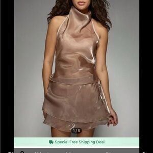 Elegant Sheer Halter Skirt Set